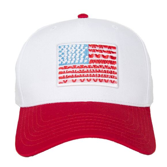 American Flag Patch Two Toned Trucker Hat Red White - Picture 1 of 2